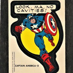 Captain America 1975 Topps Marvel Comic Book Heroes Vintage Rare Sticker